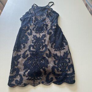 Hello Molly Women's Blue Halter Top Lace Mini Dress NEW Size XS